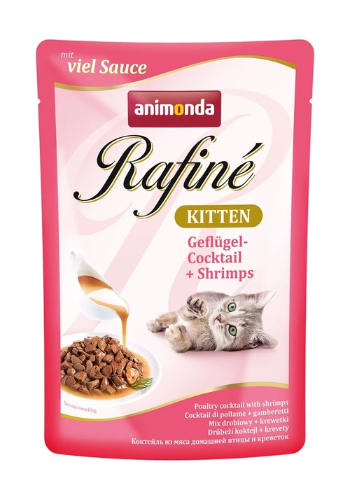 Пауч ANIMONDA Rafin Soup Kitten для котят коктейль из мяса домашней птицы и креветок 83786/23440
