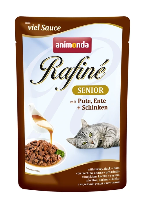 Пауч ANIMONDA Rafin Soup Senior для пожилых кошек с индейкой уткой и ветчиной 83801