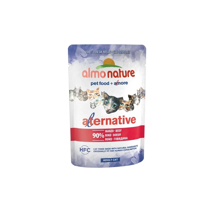 Пауч ALMO NATURE Alternative – Beef для взрослых кошек с говядиной 90% мяса 20624