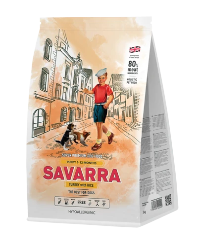 Сухой корм Savarra Puppy Turkey/Rice для щенков всех пород с индейкой и рисом 5649000