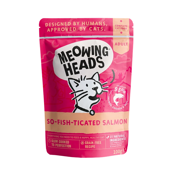 Пауч BARKING (MEOWING) HEADS So-fish-tiCated Salmon для котят и кошек с лососем курицей и говядиной "Фиш-гурман"