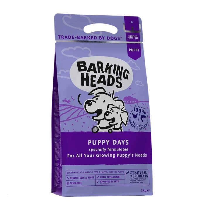Беззерновой cухой корм BARKING HEADS Puppy Days для щенков с лососем и курицей "Щенячьи деньки" 48625