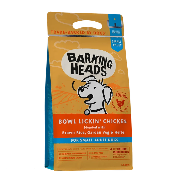 Сухой корм BARKING HEADS BOWL LICKIN CHICKEN для собак малых пород с чувствительным пищеварением с курицей и рисом "До последнего кусочка" 18093