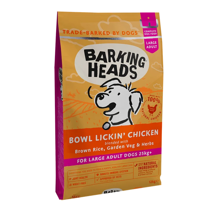Сухой корм BARKING HEADS BOWL LICKIN CHICKEN для собак крупных пород с курицей и рисом "До последнего кусочка" 18125