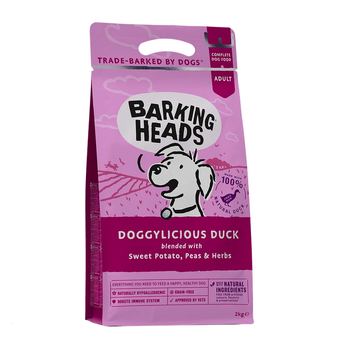 Беззерновой сухой корм BARKING HEADS DOGGYLICIOUS DUCK для собак с уткой и бататом "Восхитительная утка" 18152