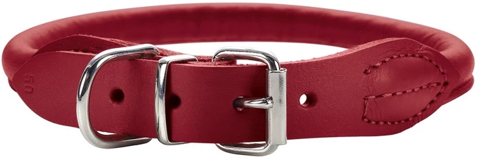 Hunter ошейник для собак Round&Soft Elk 32 (24-27 см)/0,6 см  кожа лося красный чили 61455