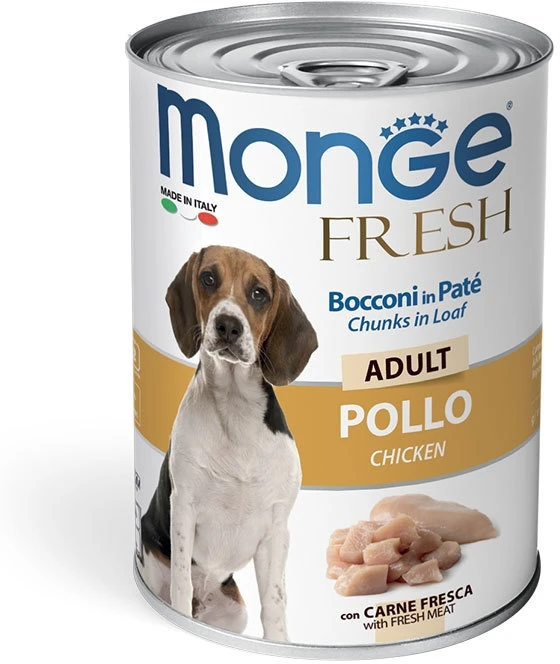 Консервы для собак MONGE Dog Fresh Chunks in Loaf мясной рулет с курицей