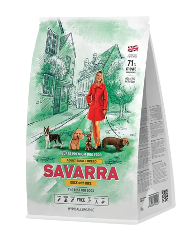 Сухой корм Savarra Adult Small Breed Duck/Rice для собак мелких пород с уткой и рисом 5649020