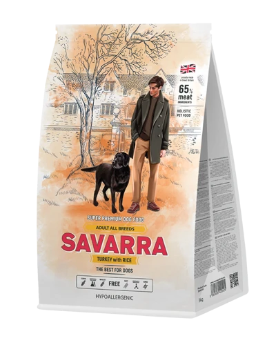 Сухой корм Savarra Adult All Breed Turkey/Rice для собак всех пород с индейкой и рисом 5649040