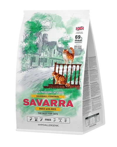 Сухой корм SAVARRA Adult Anti-Hairball Cat Duck/Rice для взрослых кошек для вывода шерсти с уткой и рисом 5649140