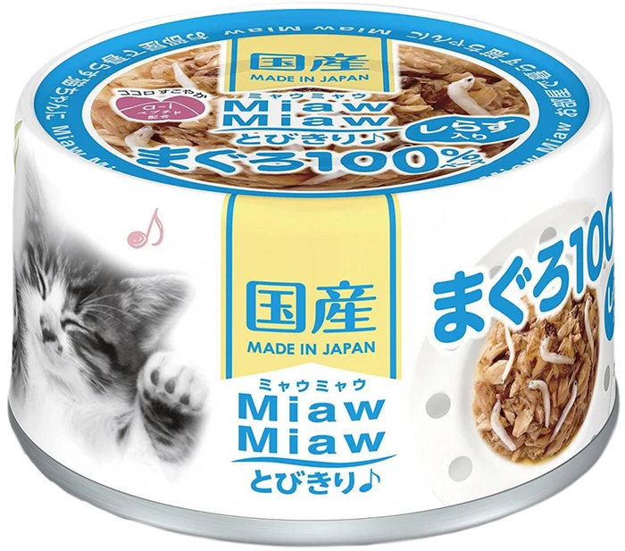 Консервы для кошек AIXIA MiawMiaw Tobikiri, тунец и ширасу в нежном желе 45182594