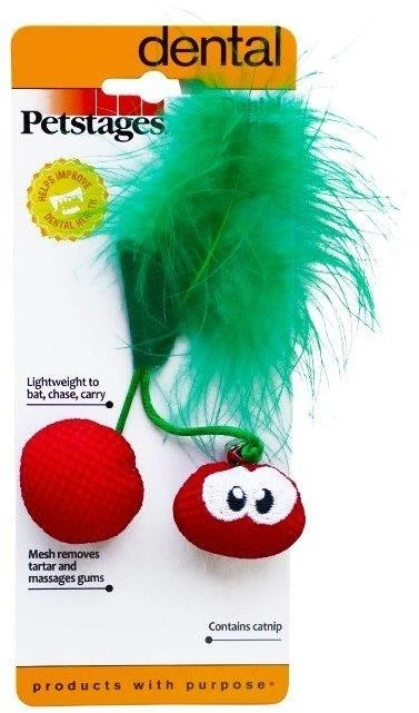 Petstages игрушка для кошек Dental "Вишни" с кошачьей мятой, 7 см 67833