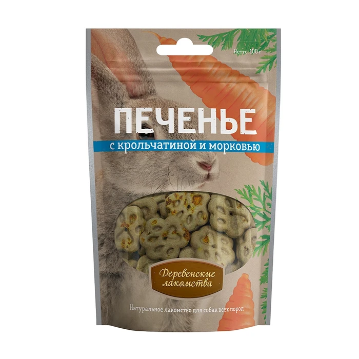 Печенье для собак Деревенские лакомства с крольчатиной и морковью 72504031