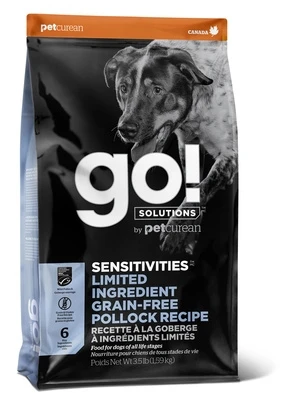 Беззерновой сухой корм GO! Limited Ingredient Pollock Recipe Dog Grain Free для щенков и взрослых собак с минтаем для чувствительного пищеварения 37555