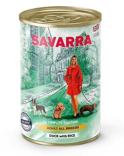 Консервы Savarra для собак с уткой, рисом и горохом 5655001