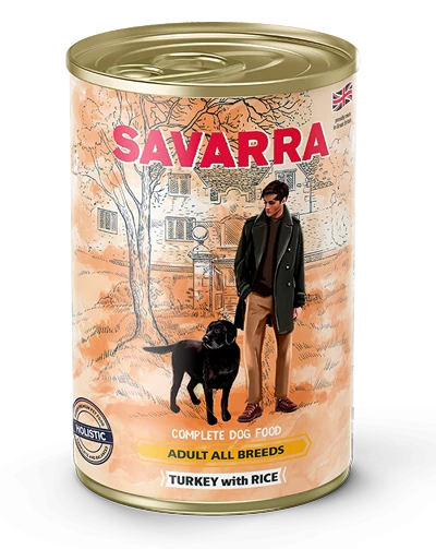 Консервы Savarra для собак с индейкой, рисом и морковью 5655002