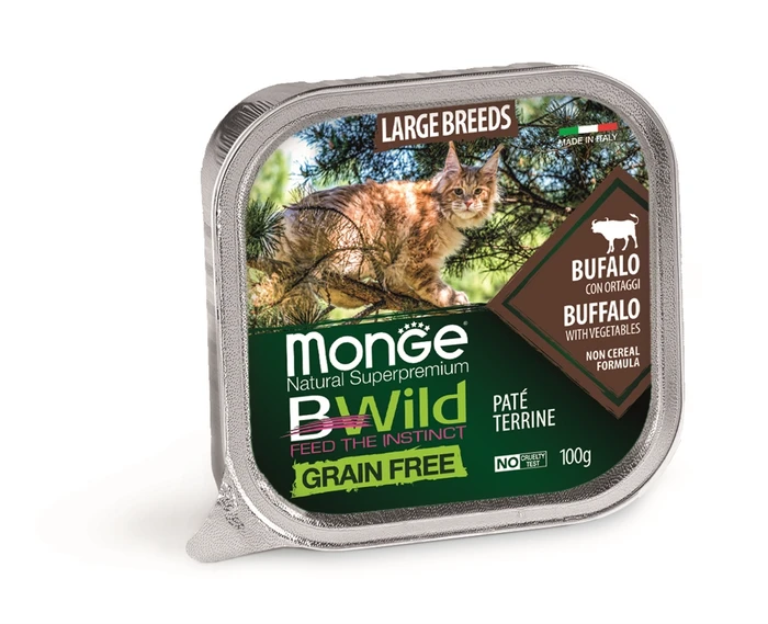 Консервы беззерновые Monge BWild для котят и кошек из буйвола с овощами (Grain Free Adult Cat Buffalo with vegetables) 70012850