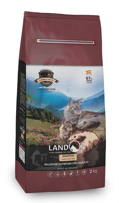 Сухой корм LANDOR для кошек с ягненком и рисом для чувствительного пищеварения Adult Cat Sensitive Lamb with Rice 7843102