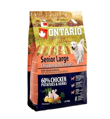 Сухой корм ONTARIO для пожилых собак крупных пород с курицей и картофелем 46628