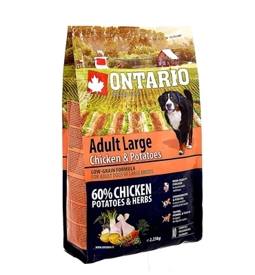 Сухой корм ONTARIO для взрослых собак крупных пород с курицей и картофелем 46626
