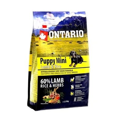 Сухой корм ONTARIO для щенков малых пород с ягненком и рисом 46596