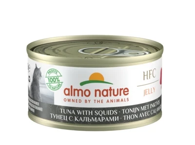Консервы ALMO NATURE для взрослых кошек с тунцом и кальмарами HFC Jelly Adult Cat Tuna Squids