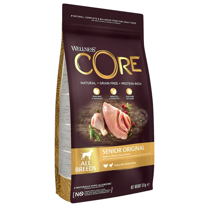 Беззерновой сухой корм WELLNESS CORE для пожилых собак с индейкой и курицей (Senior Turkey/Chicken) W10748