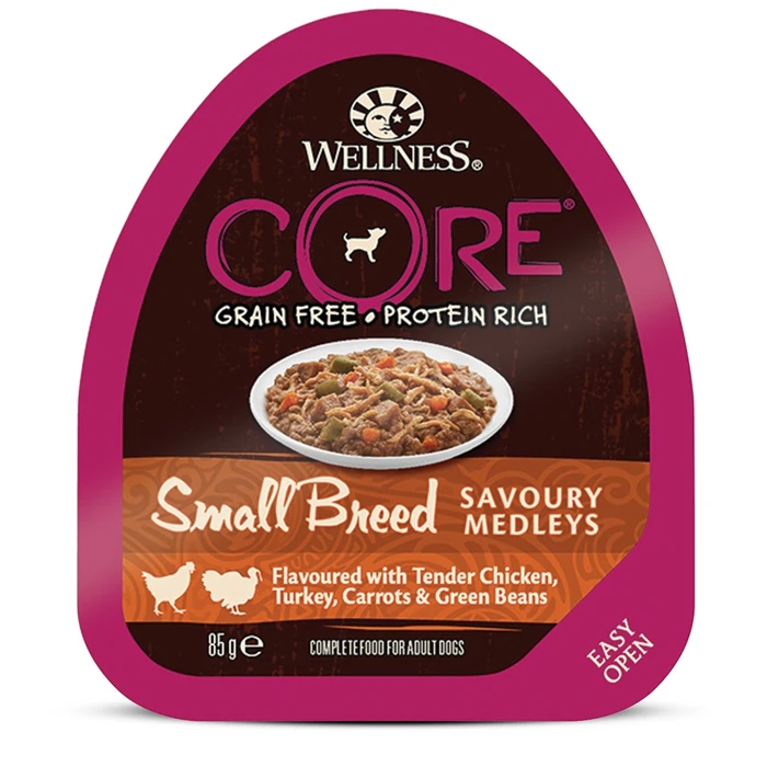 Консервы беззерновые Wellness Core для собак с курицей, индейкой и овощами Small Breed Savoury Medleys Chicken, Turkey Carrots and Green Beans 10454