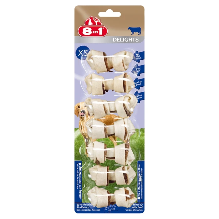 Косточки с говядиной для мелких собак 8in1 DELIGHTS Beef XS 7,5 см 7 шт 108733