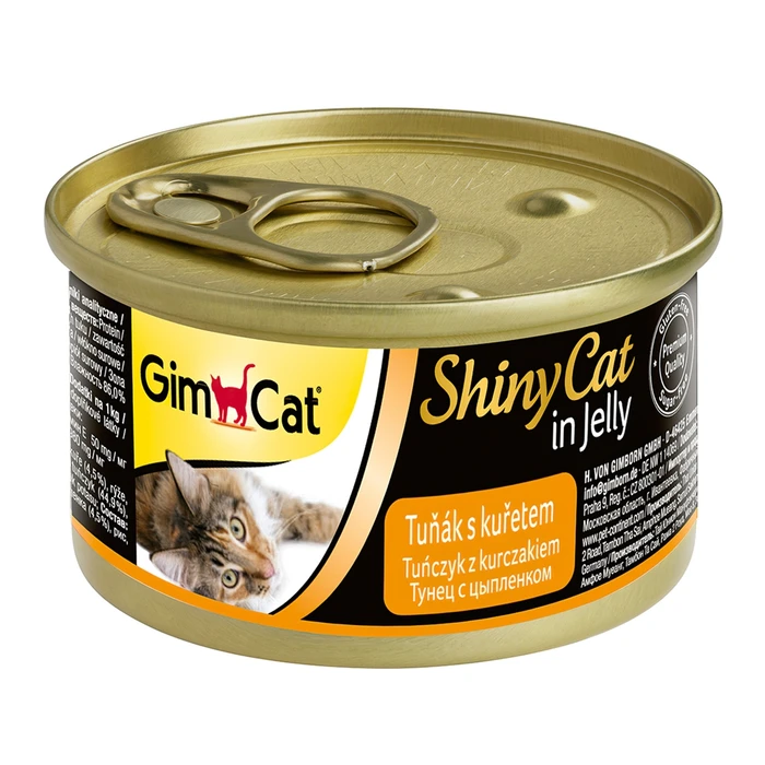 Консервы GimCat ShinyCat для кошек из тунца с цыпленком в желе