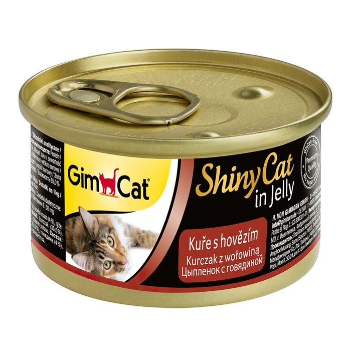 Консервы GimCat ShinyCat для кошек из цыпленка с говядиной в желе