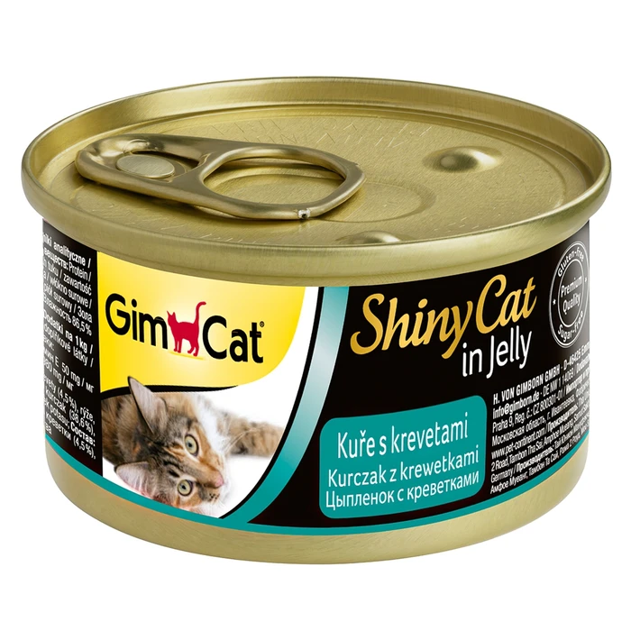 Консервы GimCat ShinyCat для кошек из цыпленка с креветками в желе