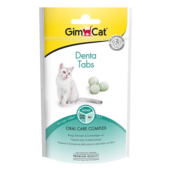Лакомство для кошек для чистки зубов GimCat Denta Tabs с морскими водорослями и мятой