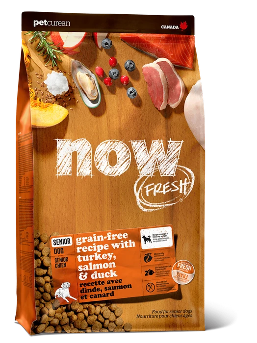Беззерновой cухой корм NOW Fresh для пожилых собак/контроль веса с индейкой, уткой и овощами Senior Recipe Grain Free