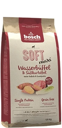 Беззерновой полувлажный корм Bosch Soft Maxi для взрослых собак крупных пород с буйволом и бататом