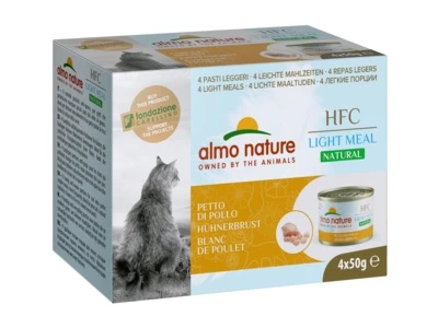 Консервы ALMO NATURE низкокалорийные для взрослых кошек куриная грудка набор 4 шт. по 50 гр. Natural Light Meal - Chicken Breast