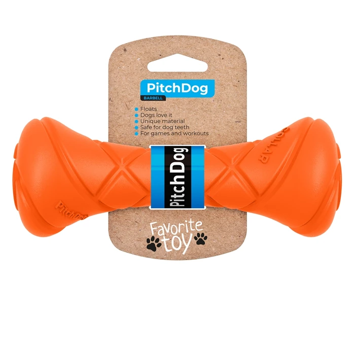 Игрушка для собак PitchDog гантель для аппортировки длина 19 см, диаметр 7 см оранжевая