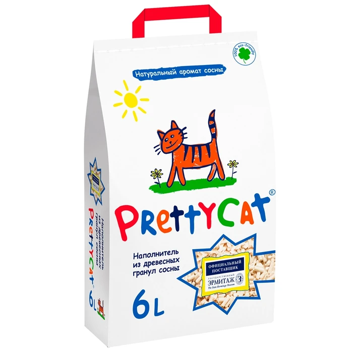 Древесный наполнитель PrettyCat Wood Granules для кошек и котов 6 л