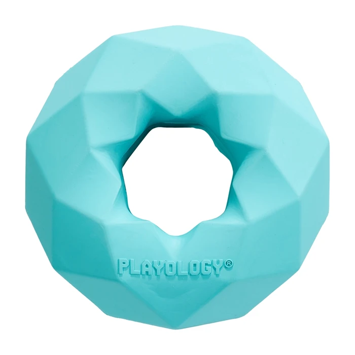 Игрушка для собак хрустящее жевательное кольцо-многогранник Playology с ароматом арахиса, голубой CHANNEL CHEW RING P33302
