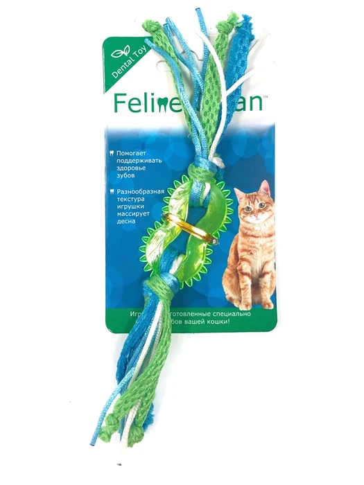 Игрушка для кошек Feline Clean Dental Колечко прорезыватель с лентами, резина WB23540