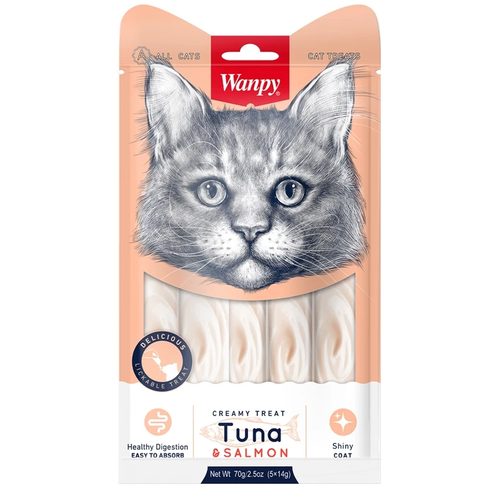 Лакомство для кошек WANPY CAT нежное пюре из тунца с лососем к Creamy Treat Tuna and Salmon