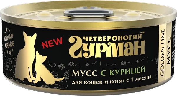 Консервы для котят и кошек Четвероногий гурман мусс с курицей Golden Line