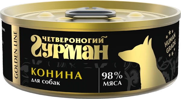 Консервы для собак Четвероногий гурман натуральная конина в желе Golden Line 100 гр