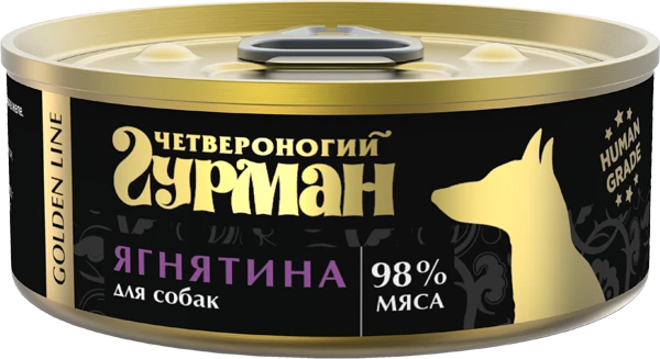 Консервы для собак Четвероногий гурман натуральная ягнятина в желе Golden Line 100 гр