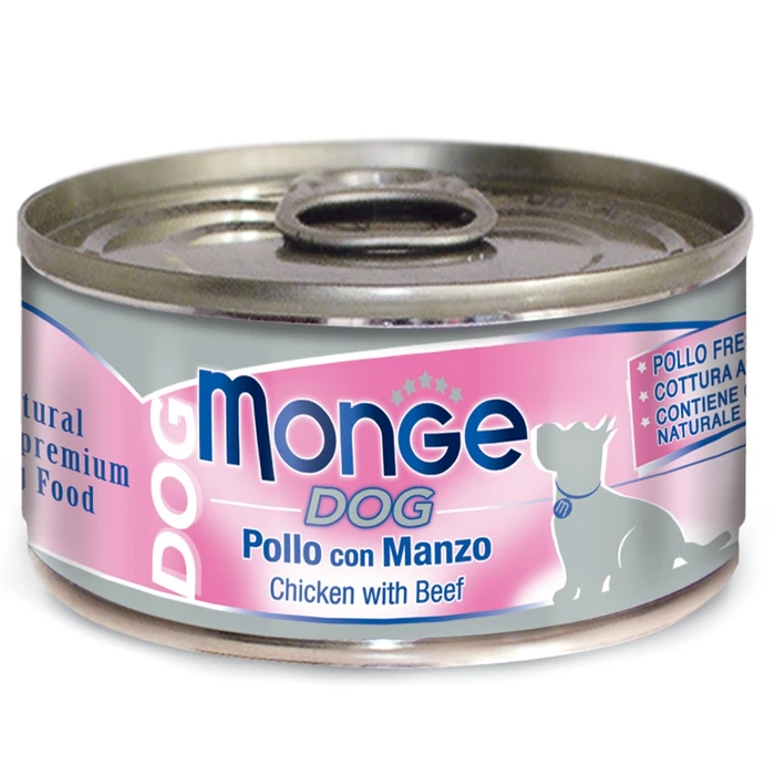 Консервы MONGE Natural для собак Нежные куриные кусочки с говядиной Dog Pollo con Manzo 95 гр 70006958