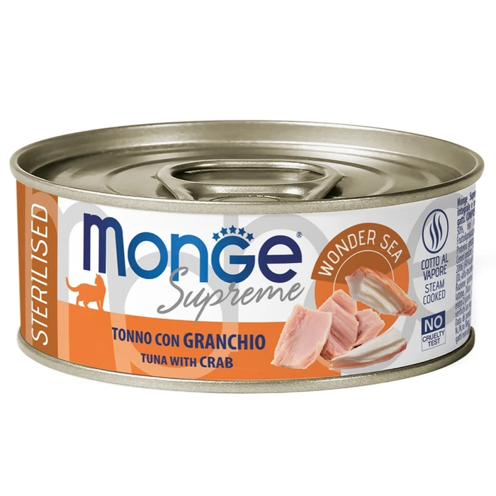 Консервы MONGE для стерилизованных кошек из тунца с крабом Supreme sterilized
