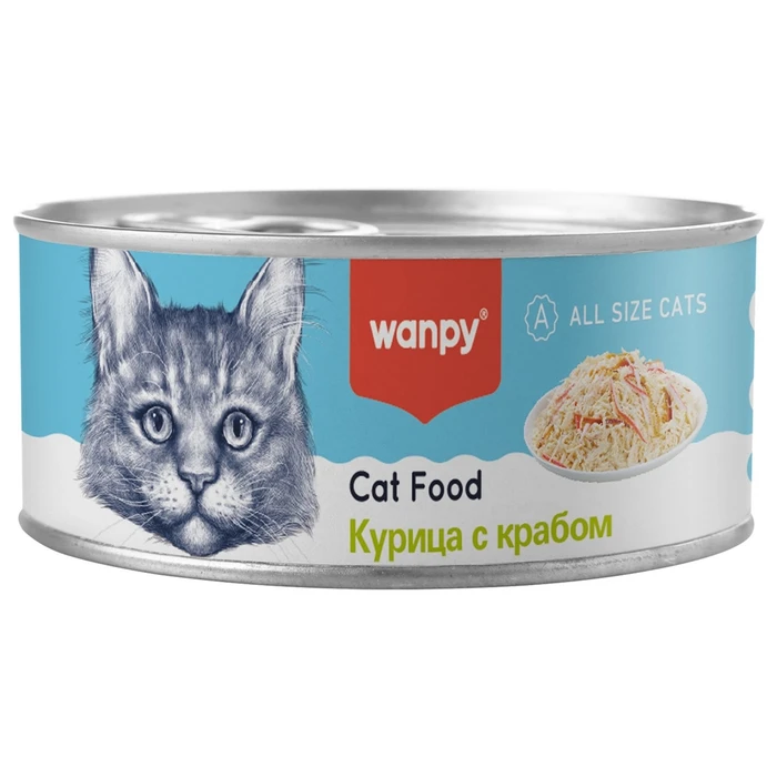 Консервы WANPY CAT для кошек "Кусочки курицы и краб" chicken pieces & crab for cat TNC-02