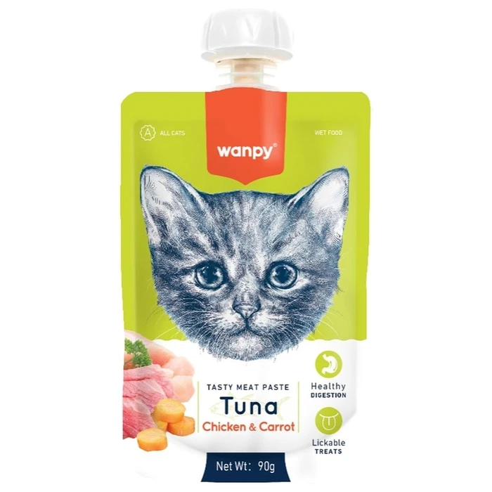 Wanpy Cat Лакомство для кошек Мясной мусс из тунца и курицы с морковью RAC-41