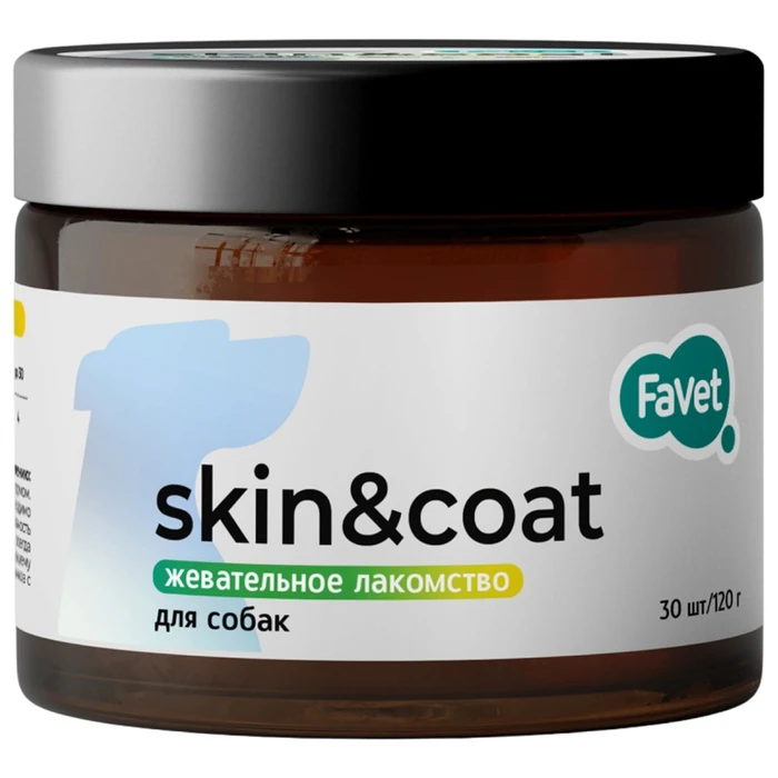 Favet Функциональное лакомство MultivitaminDog Soft Chews для кожи и шерсти для собак, 120г FVt545831