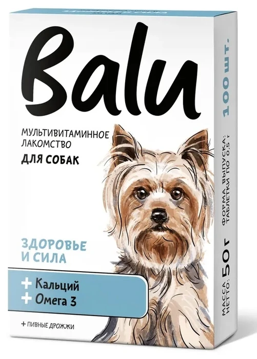Лакомство мультивитаминное Balu для собак "Здоровье и сила", кальций и омега 3 00-00000773